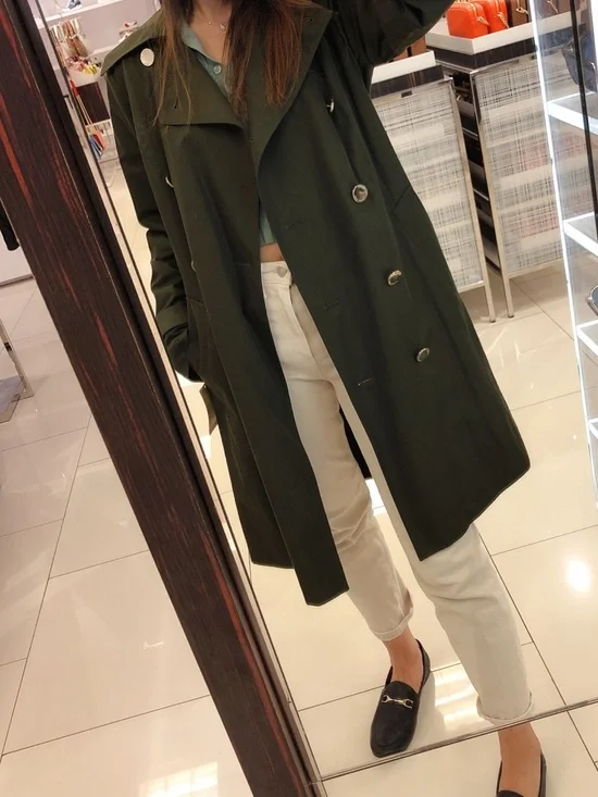 Michael Kors Olive Trench Coat with Belt - Picture 3 of 3